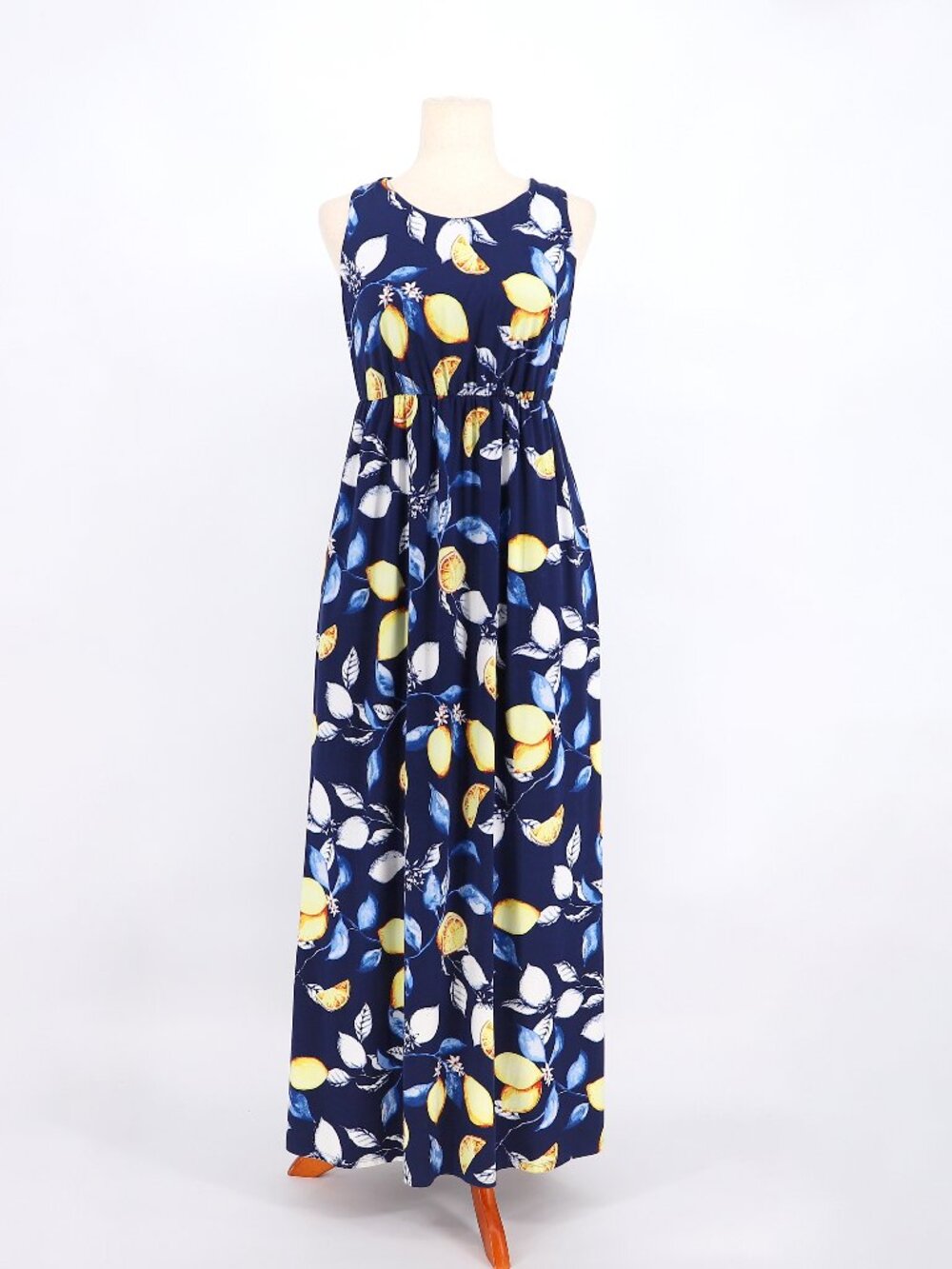 SOMA Soft Support High Neck Maxi Dress Lemon Print Size S